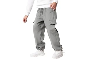 Boys Sweatpants Baggy Fleece Cargo Pants Wide Straight Leg Sweat Pants Casual Athletic Workout Joggers with Pockets