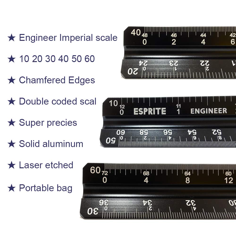 Vowcarol Triangular Scale Ruler Set, Architectural & Engineering ...