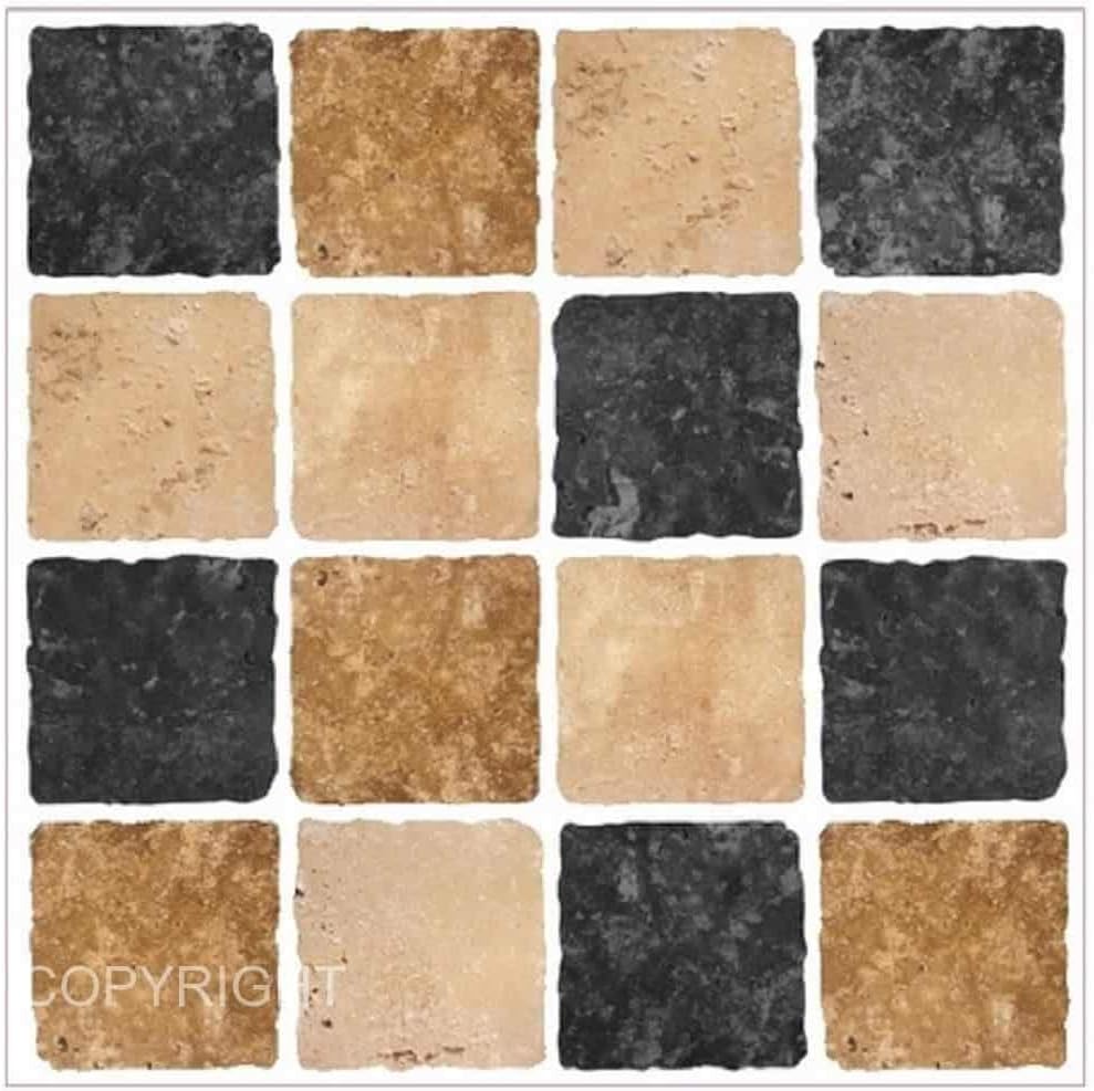 Pack of 20 Traditional Modern Art Tile transfers Stickers Peel and Stick backsplash Room Decor self Adhesive Oil Proof Vintage Victorian Moroccan Black Cream Mosaic (Black Brown)