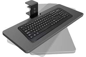 BOUNHOHE Large Under Desk Rotatable Computer Keyboard and Mouse Tray, Extra Sturdy Desk Swivel Clamp, Ergonomic Keyboard & Mouse Tray for Typing in Home, Office Work, 23 x 10 Inch - Black