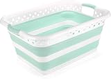 Addis Foldable 45L Laundry Basket White Aqua Haze view 1