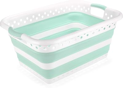 Addis Foldable 45L Laundry Basket White Aqua Haze
