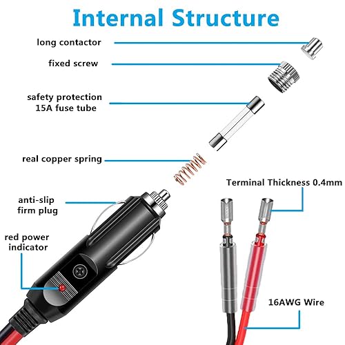 holder 2 Pack 12V Fused Cigarette Lighter Male Plug with Leads & LED Light,  16AWG Car Replacement Heavy Duty Male 15A Fused Cigarette Lighter Socket  Cord in Kenya
