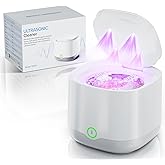 OnBeam Ultrasonic Retainer Cleaner, 45kHz Retainer Cleaner Machine 4000mAh for Denture, Night Guard, Mouth Guard, Aligner, Brace 24W Dental Cleaning Pod with 4 UV Lights, 200ml Multiple Cleaning Modes