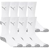 Puma Drycell Men's Crew Socks, White, 8 Pairs, Fits Shoe Sizes 6-12