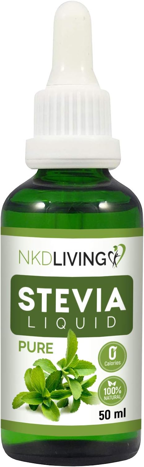 NKD Living Pure Stevia Liquid Drops 50ml Unflavoured with Glass Dropper