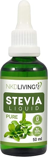 NKD Living Pure Stevia Liquid Drops 50ml Unflavoured with Glass Dropper