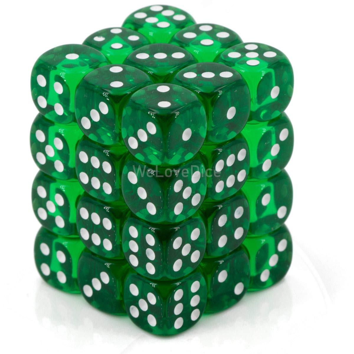 Chessex Says: D6 CHX23805 12mm Translucent Green/White (36)