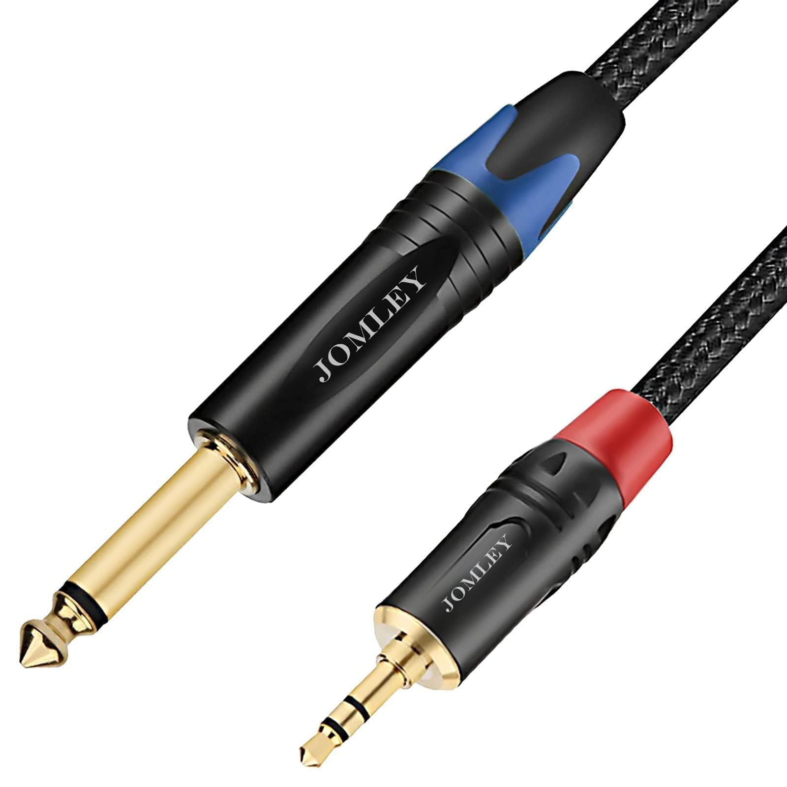 JOMLEY 3.5mm to 6.35mm Stereo Cable [3.3ft], 6.35mm TS Mono to 3.5mm TRS Mini Jack Stereo Interconnect Cable for CD Player, Speaker, Amplifier