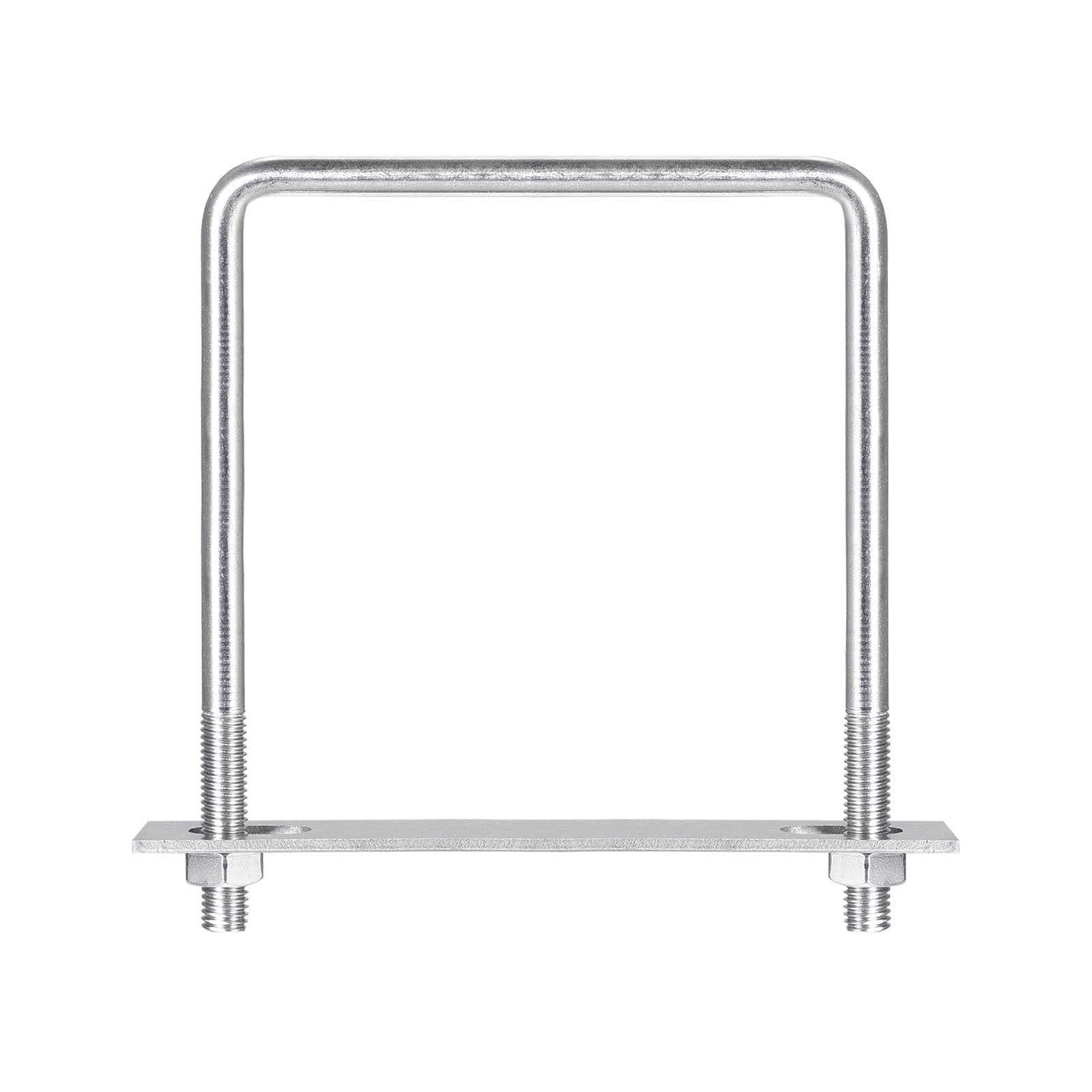 TA-VIGOR M10 Square U-Bolts, 120mm Inner Width 160mm Length 304 Stainless Steel U-Bolts with Nut, Plate for Attaching Piping Conduit Cable Tube Brackets Boat Trailer