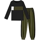 Glaoly Boys Clothes Color Block Round Neck Long Sleeve Sweatshirt and Casual Pants 2Pcs Fall Outfits Clothes for Boys 6-14 Y