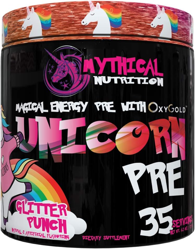 Mythical Nutrition Unicorn PRE Workout by Insane Labz, Pre Workout Powder with Edible Glitter, Extreme Energy Nitric Oxide Boosting, Beta Alanine Betaine Taurine AMPiberry, 35 Srvgs, Glitter Punch: Health & Personal Care