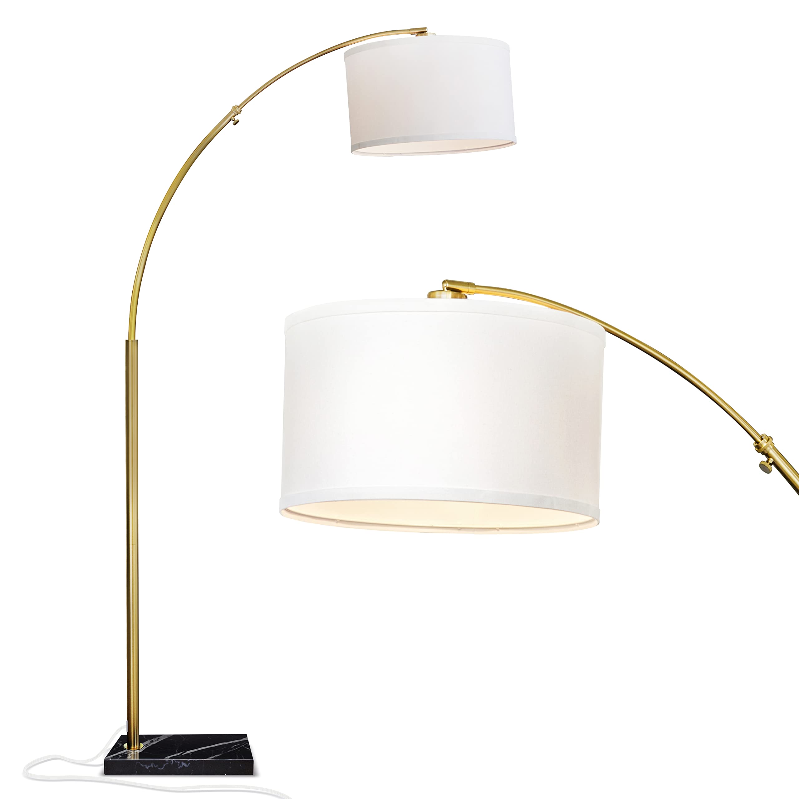 Brightech Logan Arc Floor Lamp, Bright Standing Lamp for Living Rooms, Offices & Bedrooms, Modern Living Room Décor, Tall Hanging Floor Lamp for Reading and More – Gold/Brass