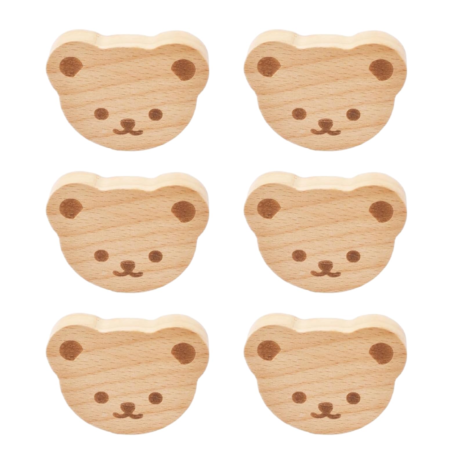 Photo 1 of MOROBOR 6PCS Bear Shaped Wooden Knobs Single Hole Beech Wood Handles Wood Cupboard Cabinet Handles Knobs for Chest of Drawers with Screws& Expansion Tube