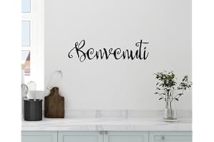 WALLPRESSIONS 24"x6" Benvenuti Welcome ItalianSaying Kitchen Good Gathering Place Wall Decal Sticker Art Mural Home Decor