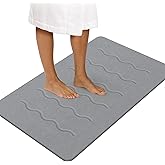 OTHWAY 32"x 20" Stone Bath Mat Large, Diatomaceous Earth Bath Mat for Bathroom Quick Drying Absorbing, Long Non-Slip Diatomite Hard Stone Shower Mat Instant Dry(Dark Grey)