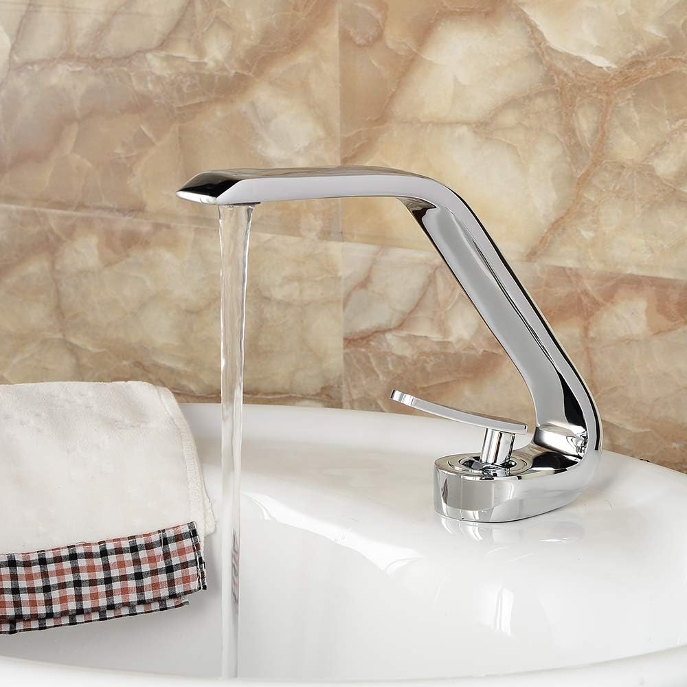 Wovier Chrome Waterfall Basin Mixer Tap Single Handle Single Hole Bathroom Sink Faucet - Image 3