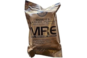 EPIDEMIC PROOF Genuine USGI Individual MRE [Meal, Ready to Eat] Inspection Date 01/2024 or Newer - You Choose Menu - Complete Ration with Entree, Snacks, Dessert, Drink Mix, Utensils, Condiments and FRH. (#23 Pepperoni Pizza)