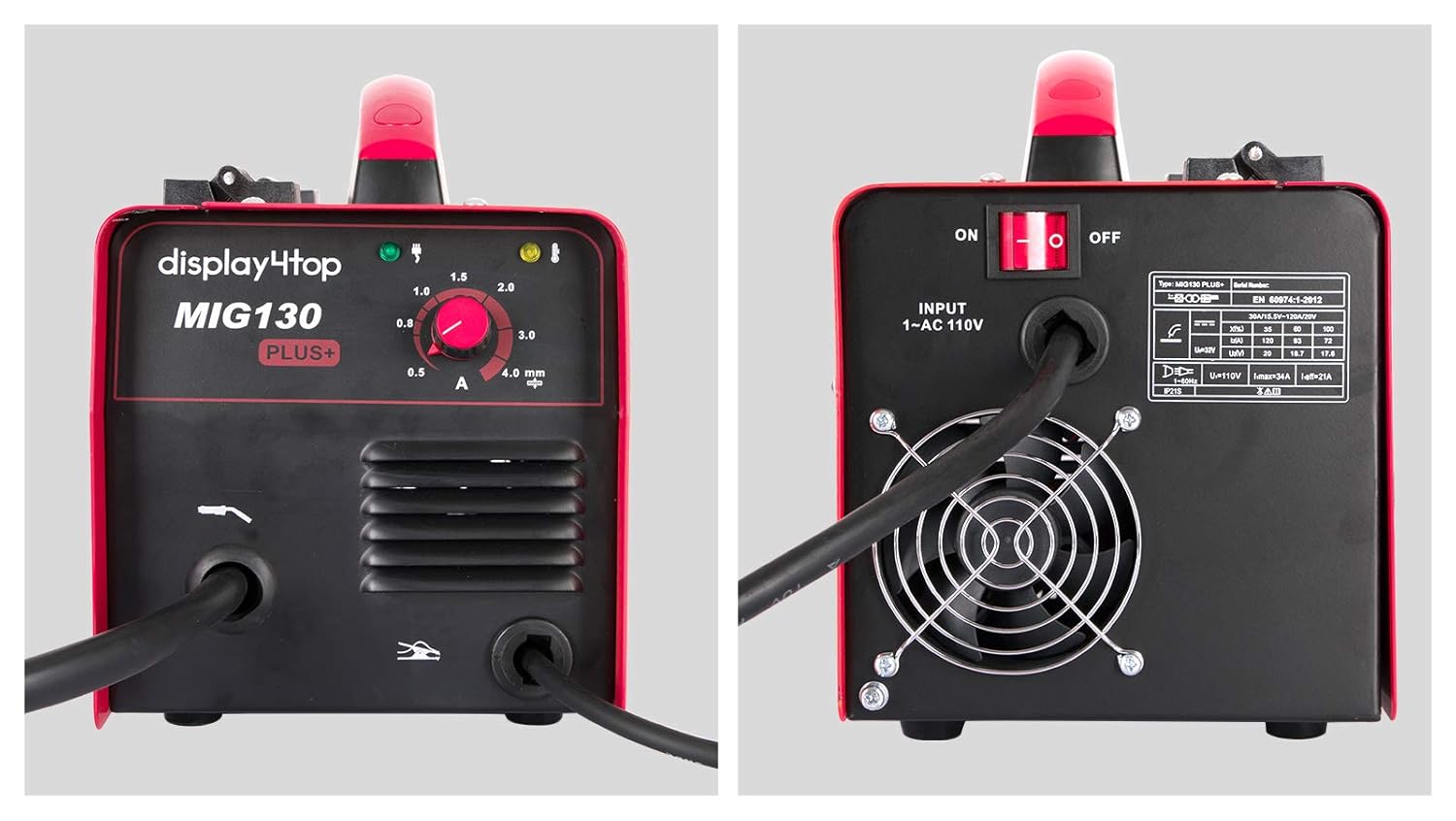 Display4top Portable No Gas MIG 130 Plus Welder Flux Core Wire Automatic Feed Welding Machine, DIY Home Welder w/Free Mask - 110V: Industrial & Scientific