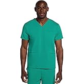 Cherokee Men's V-Neck Scrub Top with 3 Pockets, High-Low Rounded Hem, and Back Yoke Seam for Comfort - CK719A