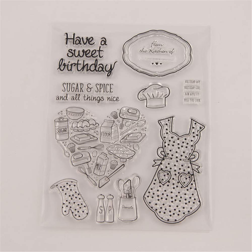 arriettycraft Happy Birthday Sweet Cake Baking Clear Stamp for Card Making Decoration and Scrapbooking