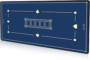AAXKK 70 x 35 Inch 6-10 Person Texas Hold'em Practical Blue Poker Mat Portable Poker Table Tops Cards Game Mat Pad Topper Waterproof, Easily Clean & Glide Over, Anti-Slip, Odorless with Storage Bag
