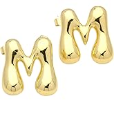 Bubble Initial Earrings for Women, Dainty Balloon Letter Earring Charm 14K Gold Plated Puffy Name Personalized A-Z Alphabet Statement Jewelry