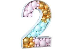 imprsv 3FT Mosaic Numbers for Balloons, Balloon Mosaic Number Frame, Marquee Number, 12th 20th Birthday Decorations, Second Anniversary Decor, Large Cardboard Numbers,Number 2 Balloon