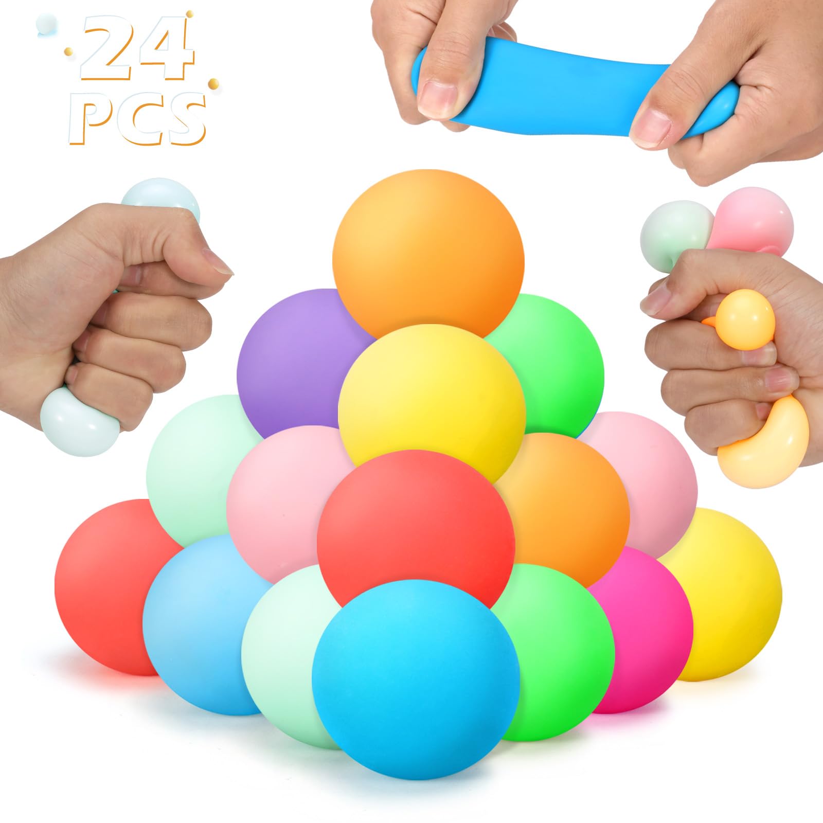 Photo 1 of (missing pieces) ASPULU 24 Pcs Stress Balls Set for Adults and Kids - Squishy Ball Sensory Fidget Toys for Anxiety Relief -