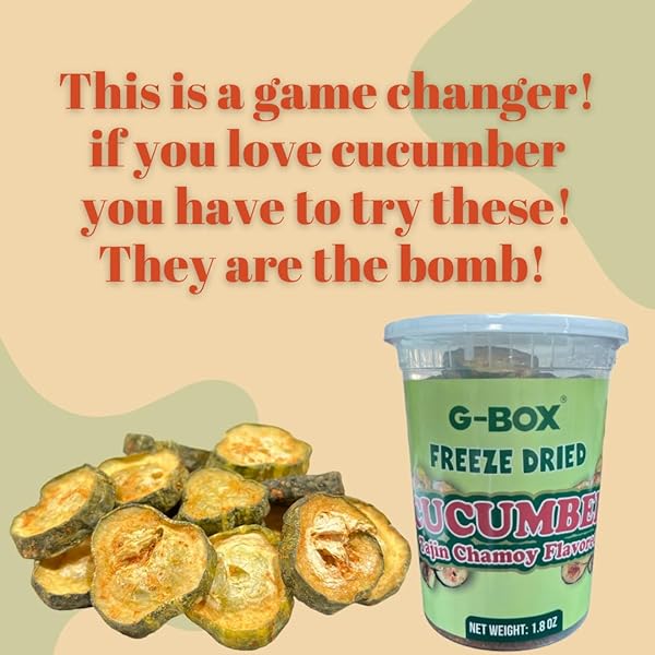 G-BOX FREEZE DRIED CUCUMBERS, FREEZE DRIED VEGGIES, HEALTHY SNACK, VEGGIE CHIPS, EMERGENCY SURVIVAL FOOD (LARGE-1.8 OZ, CHAMOY)