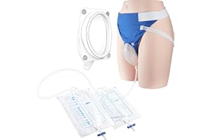 OPSTRA YEE Wearable Urine Collection Set with Silicone Catching Capsule, 1.2M Flexible Catheter, Cotton Pants, and 1000ml & 2000ml Bags for Comfort & Efficiency, Elderly Men Blue