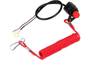 Universal Stop Switch, Motorcycle Outboard Engine Kill Stop Switch Engine Stop Switch Key Lanyard Boat Outboard Engine Igniti