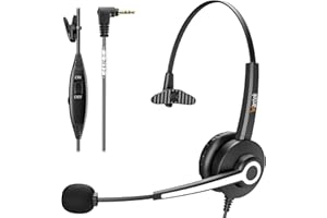 Wantek 2.5mm Cordless Phone Headset with Noise Cancelling Mic, Telephone Headset Compatible with Panasonic AT&T VTech Uniden 