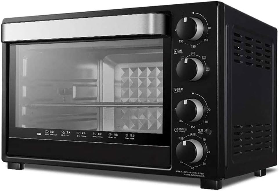 QPLKKMOI Countertop Rotisserie Convection Toaster Oven, Stainless Steel 32L Large Capacity Baking High Can, Black