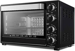 QPLKKMOI Countertop Rotisserie Convection Toaster Oven, Stainless Steel 32L Large Capacity Baking High Can, Black