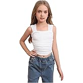 SOLY HUX Girl's Summer Ruched Sleeveless Crop Tops Sweetheart Neck Cute Tank Shirts