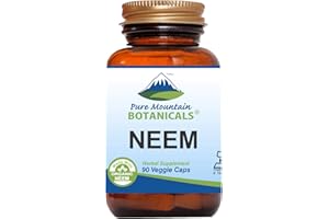 Pure Mountain Botanicals Neem Capsules - 90 Kosher Vegan Caps with 500mg Organic Neem Leaf Supplement