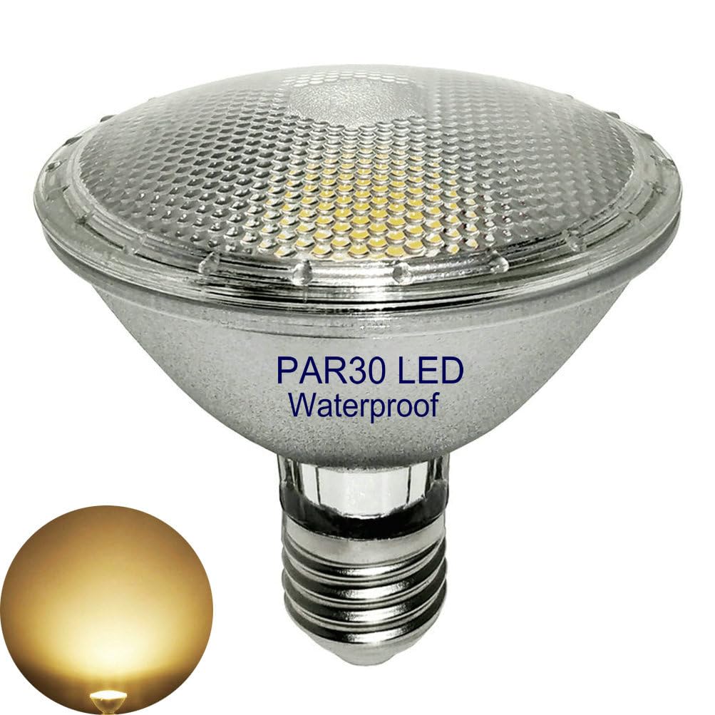 QITONG Glass Reflector 12W PAR30 LED Warm White Lamps,Waterproof,3000K,Short Neck PAR30 E27 LED Spotlight Light,Floodlight Bulb,Outdoor and Indoor Lamp(Replaces 100W Halogen),Non Dimmable