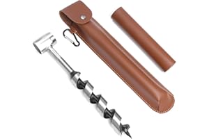 Bushcraft Gear Protable, Hand Auger for Easy Wood Drilling, Outdoor Survival Tool with Protective Case and Hook, Perfect for 