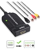 eSynic HDMI to 3RCA Composite Male AV/S-Video Converter 1080P Video Audio Adapter with AV S-Video Cable and Micro USB Cable for Blu-ray DVD XBOX360 PS4 HDTV TV VHS VCR DVD recorders