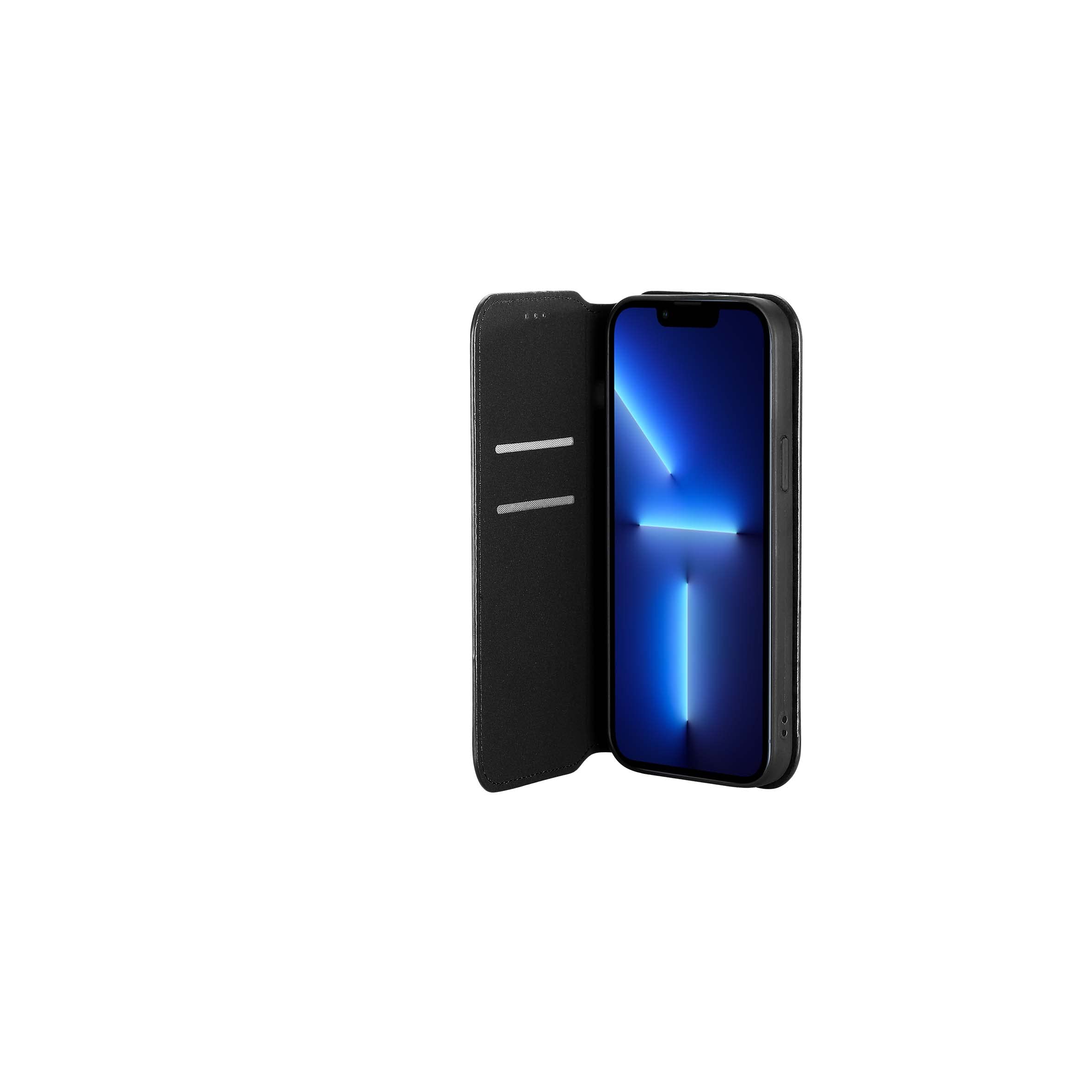 Black Wallet Case Compatible with iPhone 13 Pro - Flip Case with Card Slots - Shockproof Full Protection