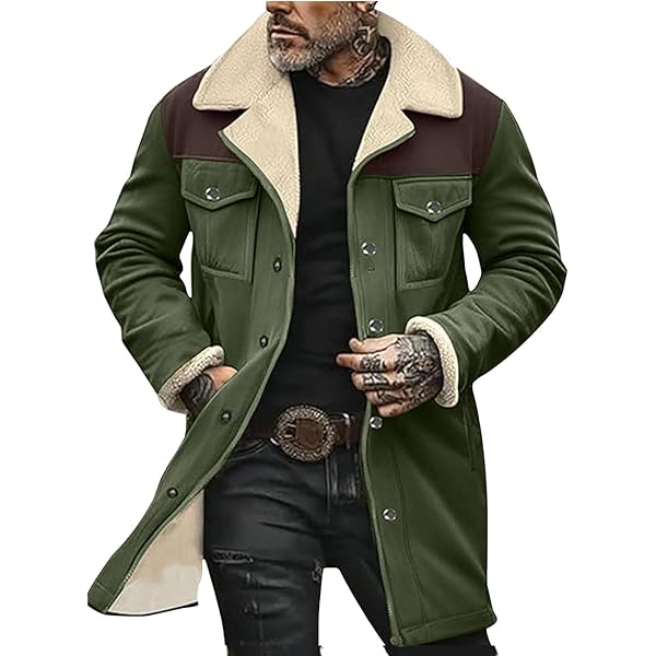 Mens Western Cowboy Vintage Suede Jacket Plush Collar Coats Faux