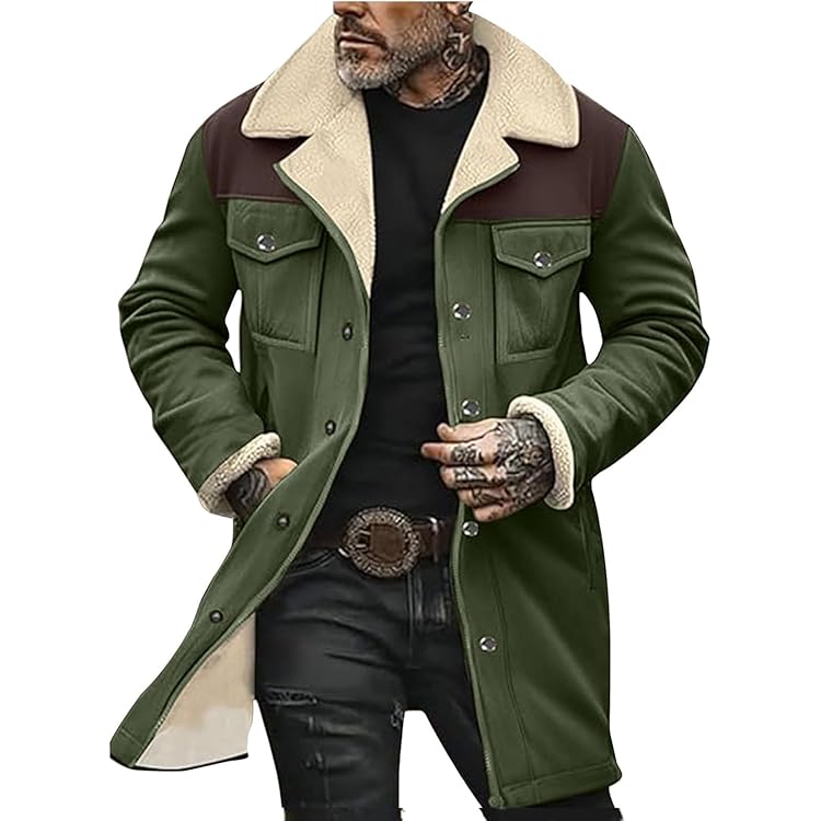 Muscularfit Faux Leather Long Trench Coats Men Vintage Suede