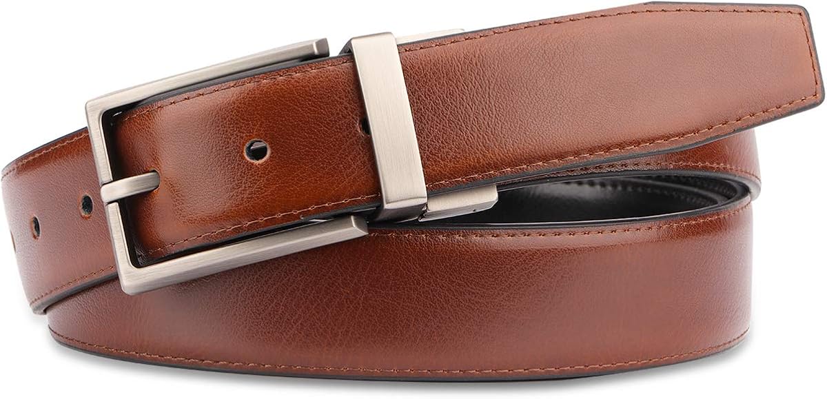Leather Belts For Men - Mens Belt For Suits, Jeans, Uniform With Single Prong Buckle by MayBest: Clothing