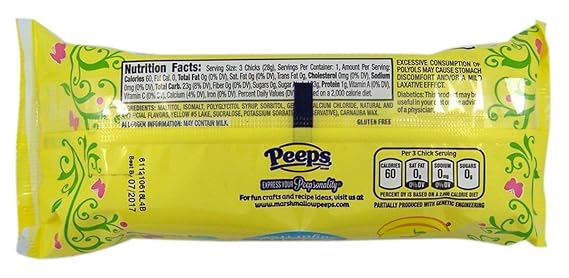 Amazon Com Peeps Yellow Sugar Free Marshmallow Chicks 3 Chicks Per Package Set Of 2 Packages Gourmet Food Grocery Gourmet Food