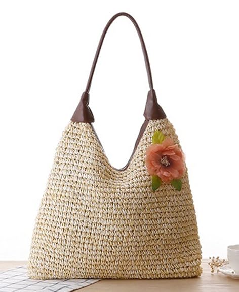 Amazon Youchan ヨウチャン 編み かごバッグ 花 モチーフ