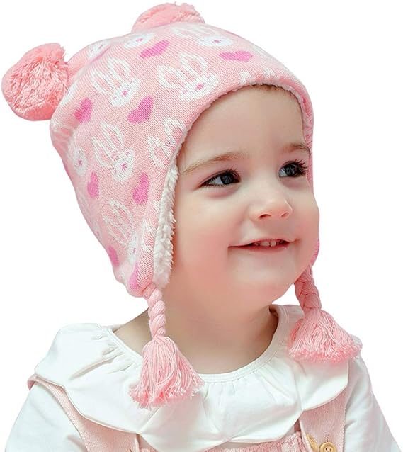 Arcweg Bonnet Hiver Pour Garcons Filles Thermique En Tricote Coupe Vent Chapeaux Bonnet Peruvien Avec Cache Oreilles Enfants Bebe Ultra Doux Ros L 48 54cm Amazon Fr Vetements Et Accessoires