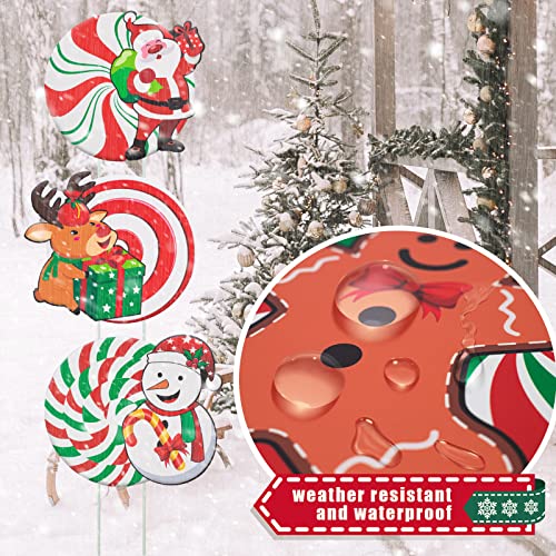 12 PCS Christmas Decorations Outdoor Yard Signs, Candy Xmas Holiday Lawn Garden Decorations,Waterproof Double Side Print for Pathway Walkway Holiday Decor (Style1)