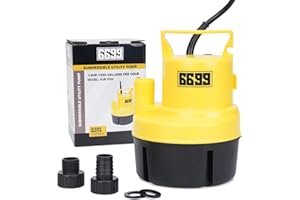 6699 Submersible Sump Pump 1/4 HP 1500GPH Utility Pump Thermoplastic Electric Portable Transfer Water Pump with 10-Foot Cord for Pool Tub Garden Pond Draining Tankless Heater Flushing