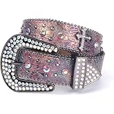 Strapvia Rhinestone Belt for Men & Women, Western Cowboy Cowgirl Belt with Bling Cross Design for Jeans